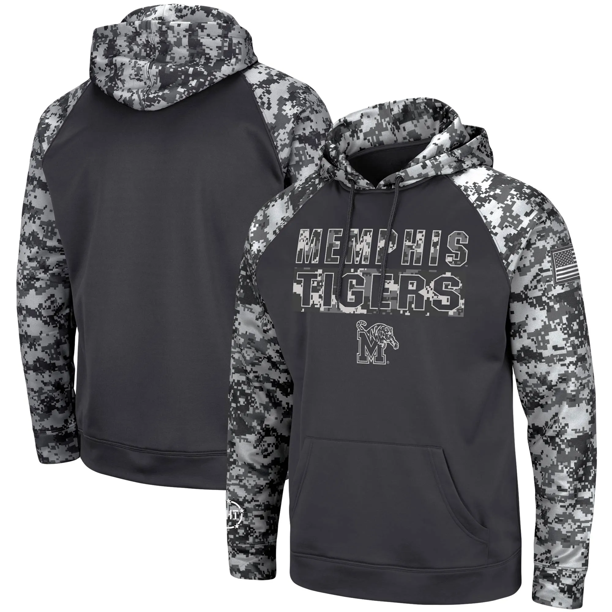 Colosseum Memphis Tigers Charcoal OHT Military Appreciation Digital Camo Pullover Hoodie