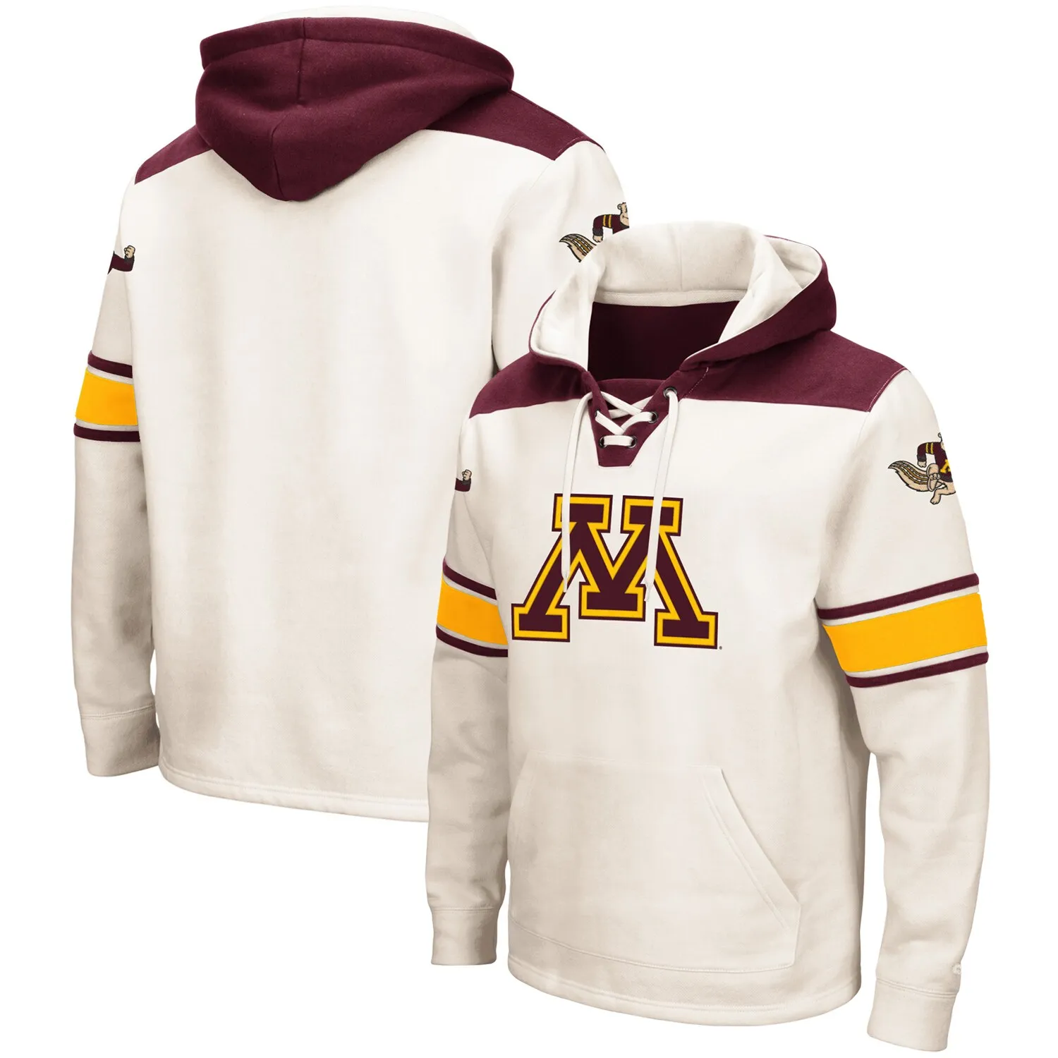 Colosseum Minnesota Golden Gophers Cream 2.0 Lace-Up Pullover Hoodie