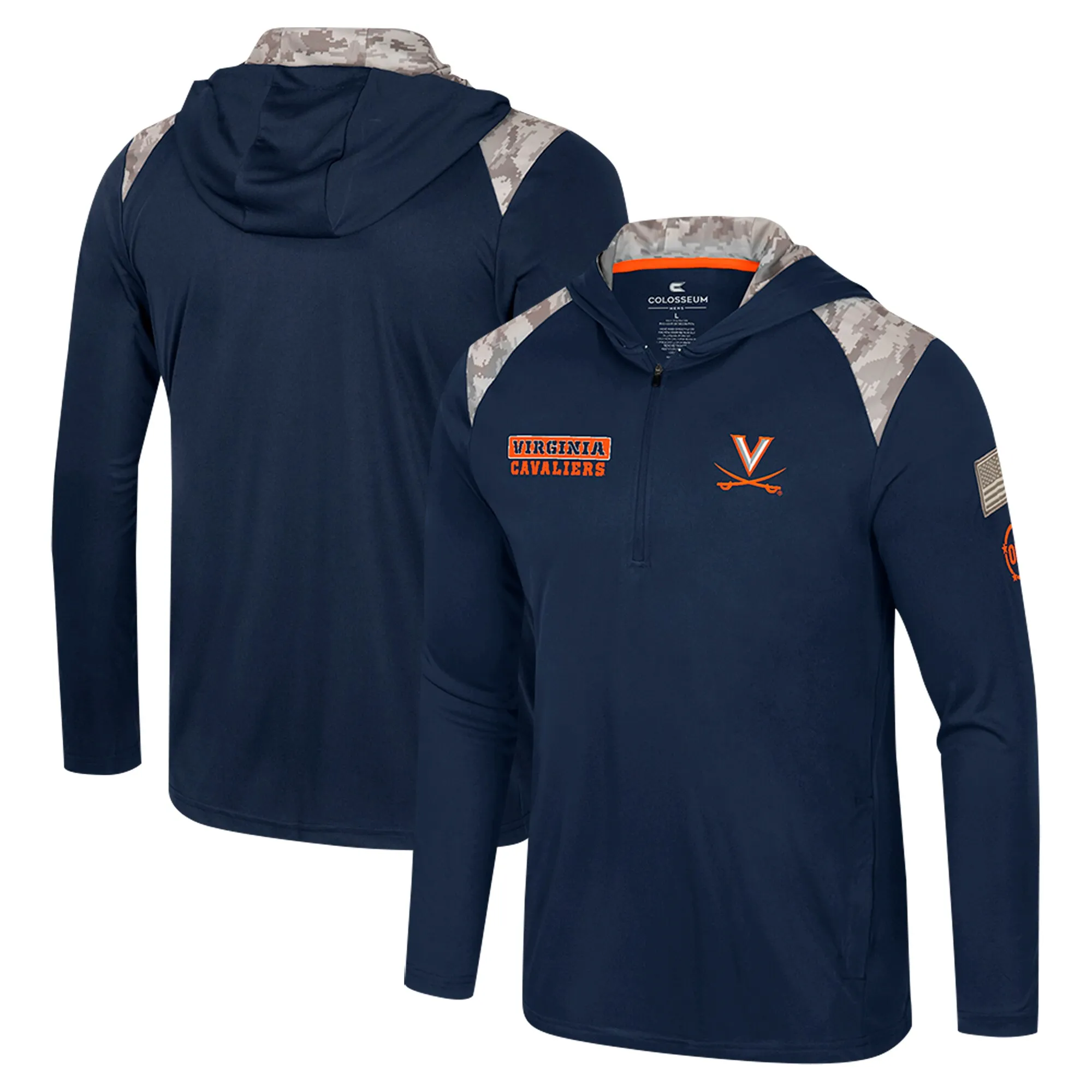 Colosseum Virginia Cavaliers Navy OHT Military Appreciation Quarter-Zip Hoodie Jacket