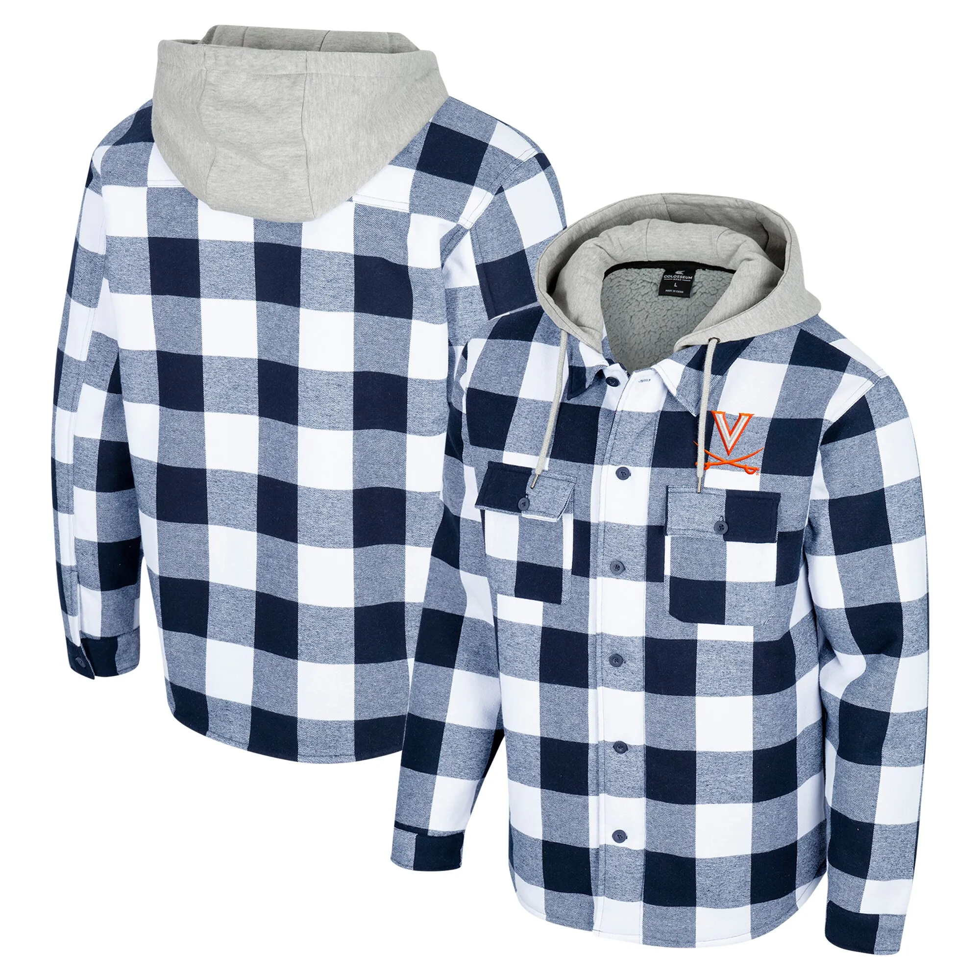 Colosseum Virginia Cavaliers Navy/White Buffalo Plaid Full-Zip Hoodie Jacket