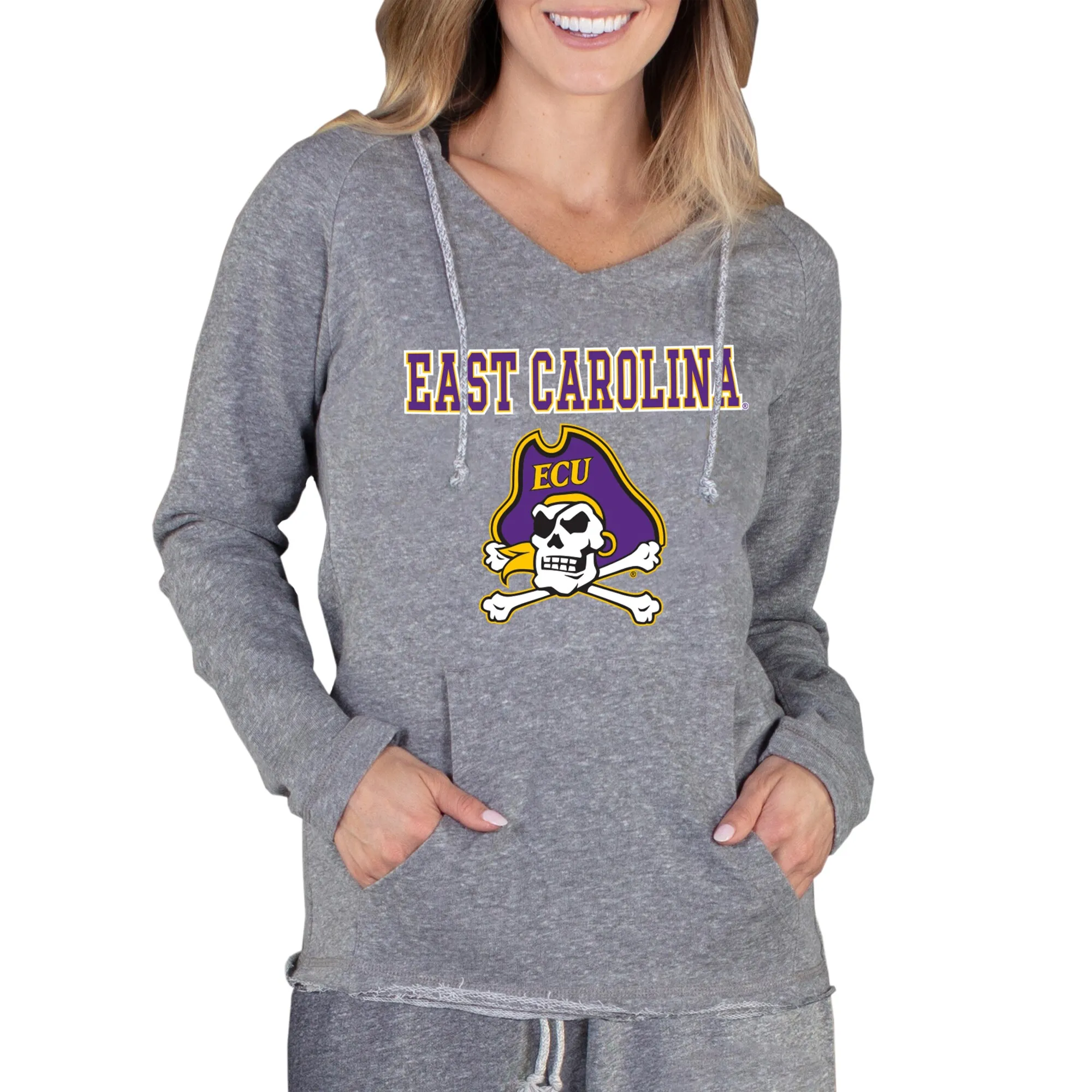 Concepts Sport ECU Pirates Women's Gray Mainstream Lightweight Terry Pullover Hoodie