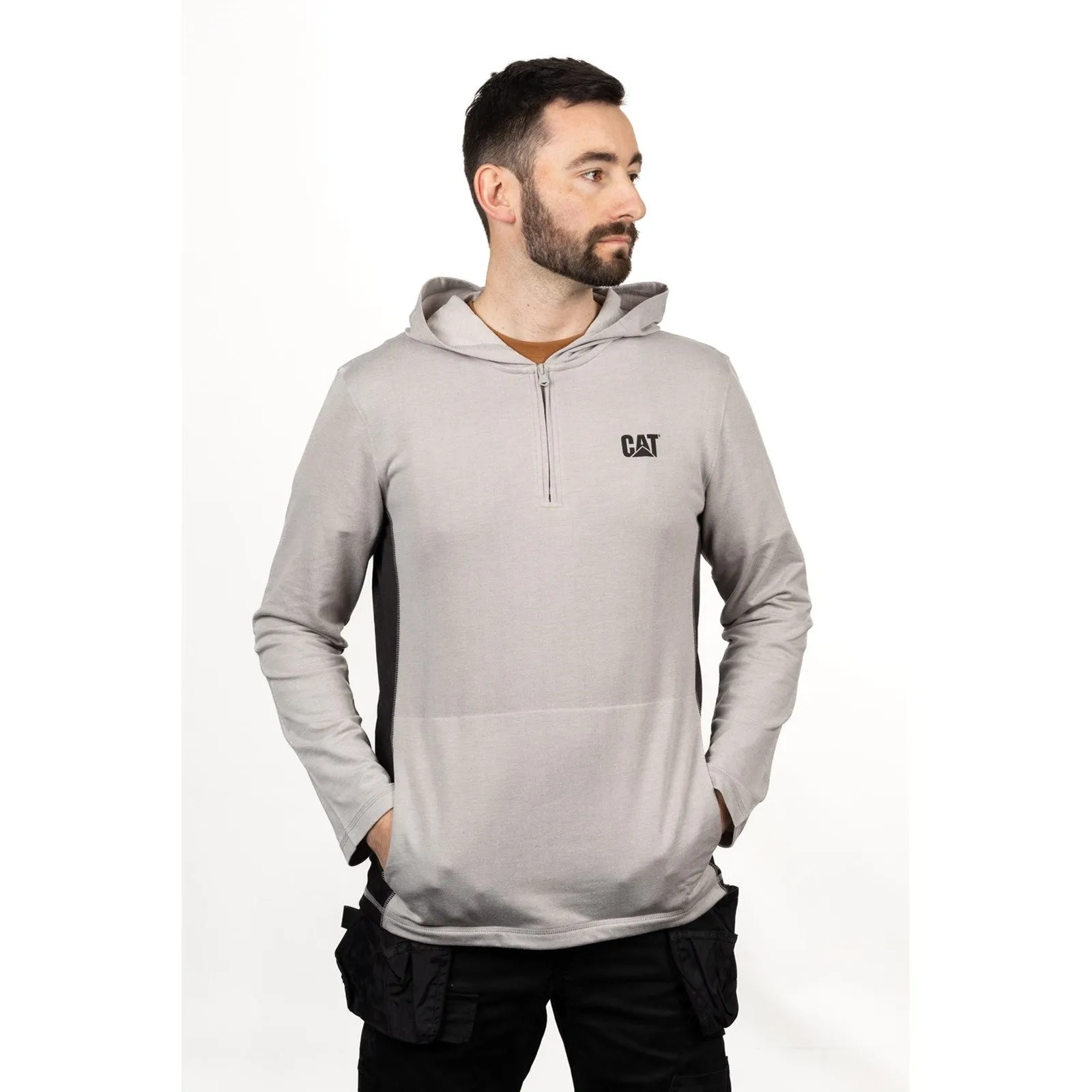 Coolmax Quarter Zip Hoodie  Heather Grey