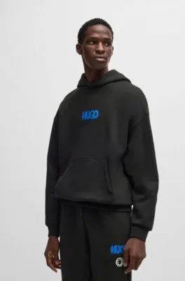 Cotton-terry hoodie with Happy HUGO logo on back