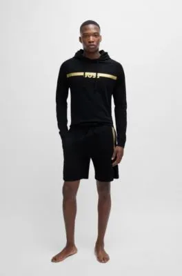 Cotton-terry regular-fit hoodie with foil-print logo