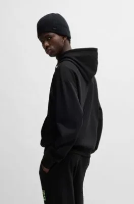 Cotton-terry regular-fit hoodie with stacked logo