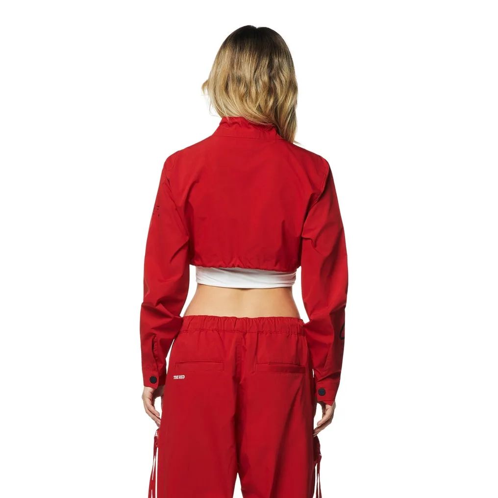 Cropped Utility Full Zip Jacket - True Red