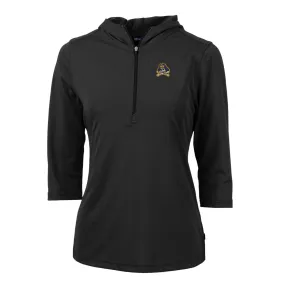 Cutter & Buck ECU Pirates Women's Black Virtue Eco Pique Half-Zip 3/4 Sleeve Pullover Hoodie