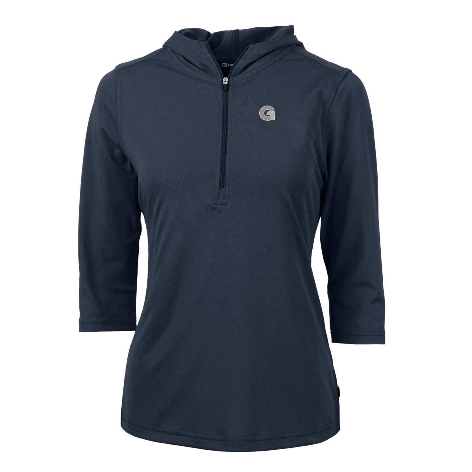 Cutter & Buck Georgetown Hoyas Women's Navy Virtue Eco Pique Half-Zip 3/4 Sleeve Pullover Hoodie