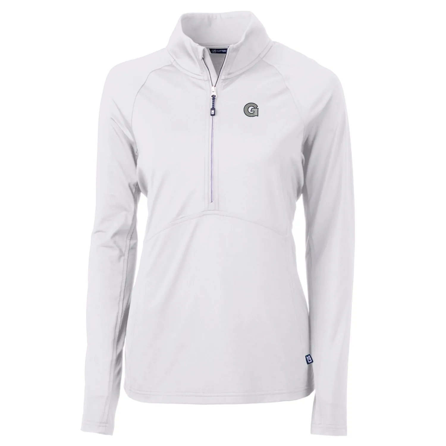 Cutter & Buck Georgetown Hoyas Women's White Adapt Eco Knit Half-Zip Pullover Jacket