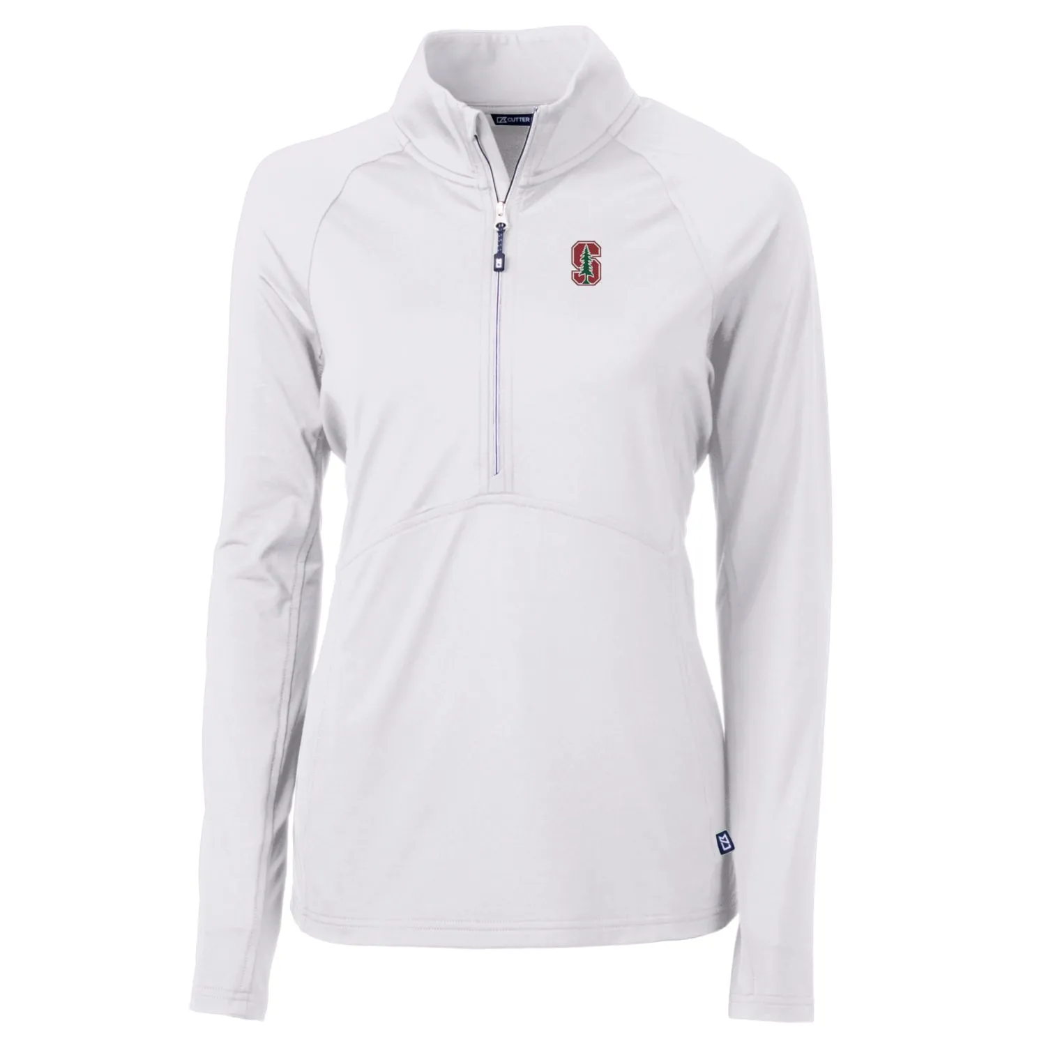 Cutter & Buck Stanford Cardinal Women's White Adapt Eco Knit Half-Zip Pullover Jacket