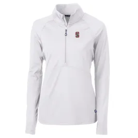 Cutter & Buck Stanford Cardinal Women's White Adapt Eco Knit Half-Zip Pullover Jacket