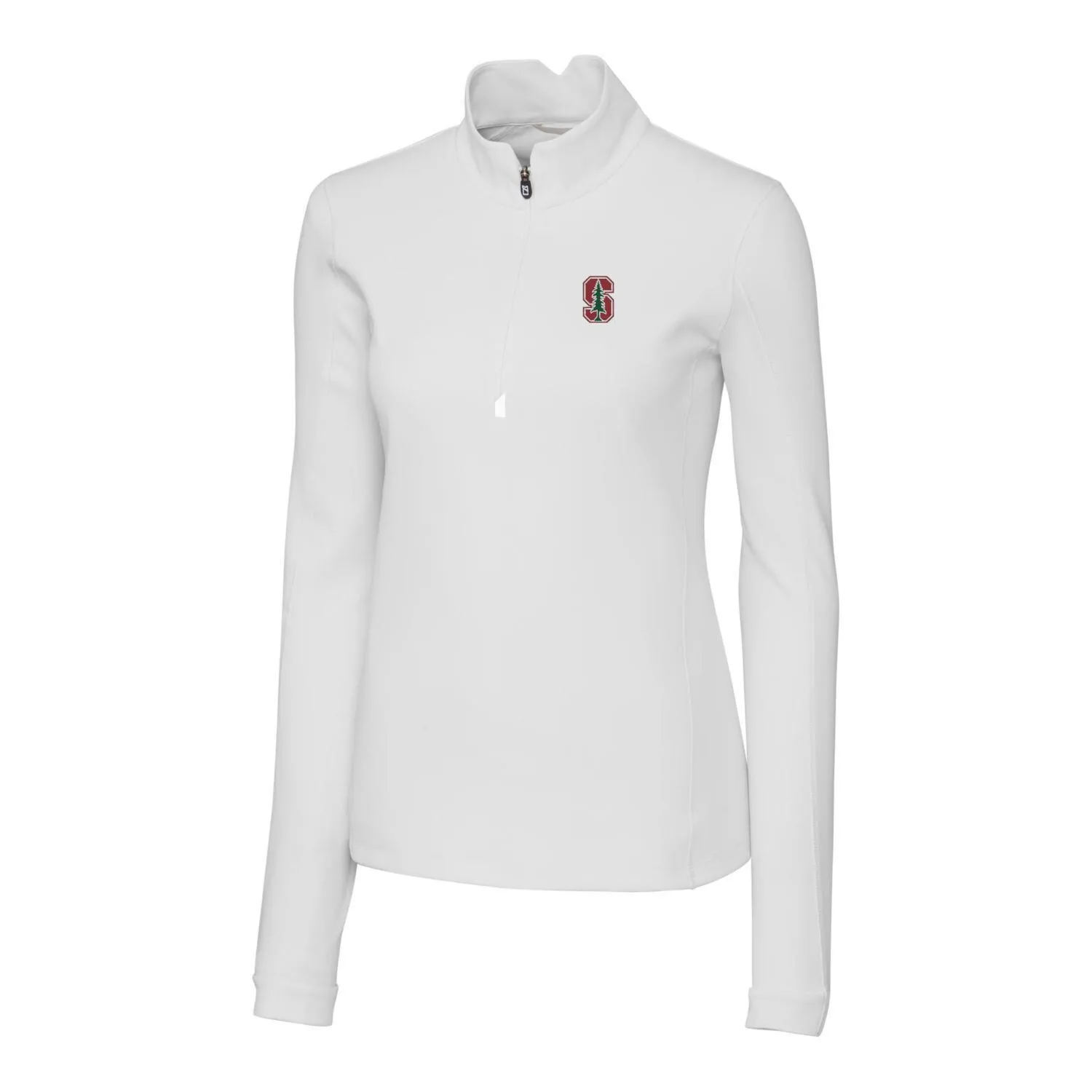 Cutter & Buck Stanford Cardinal Women's White Traverse Half-Zip Pullover Jacket