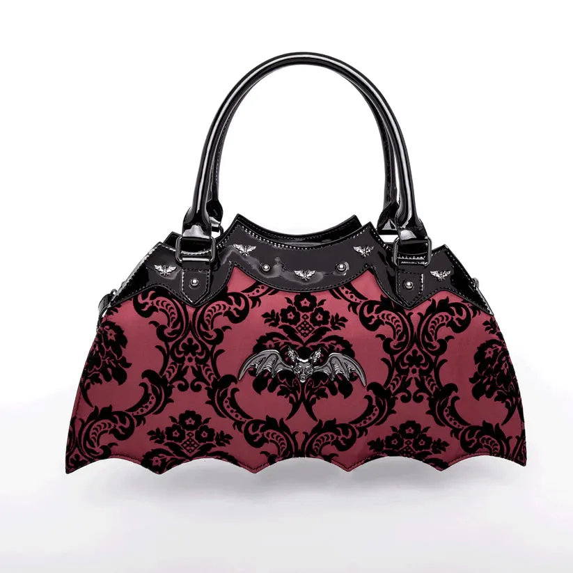 Damask Bat Handbag in Red