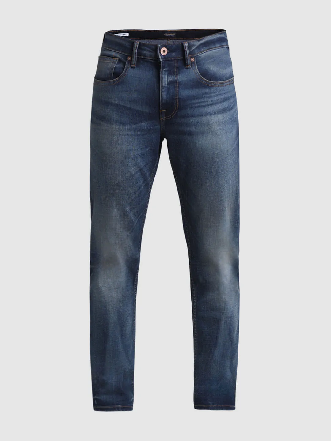 Dark Blue Low Rise Washed Slim Fit Jeans