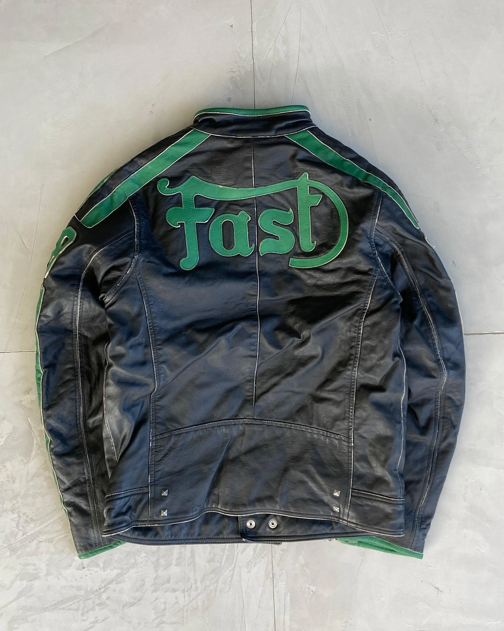 DIESEL 'FAST' RACER LEATHER JACKET - M