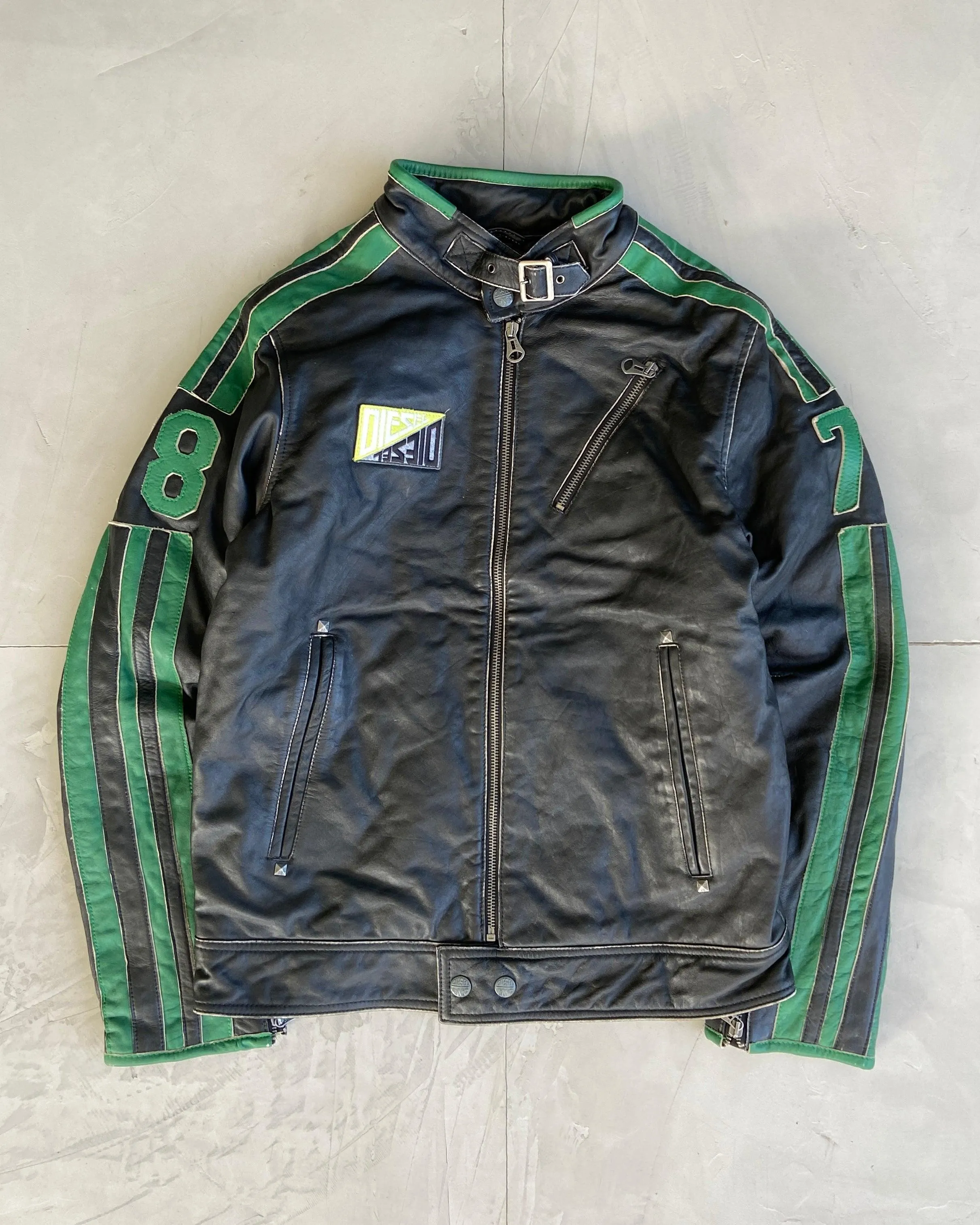 DIESEL 'FAST' RACER LEATHER JACKET - M