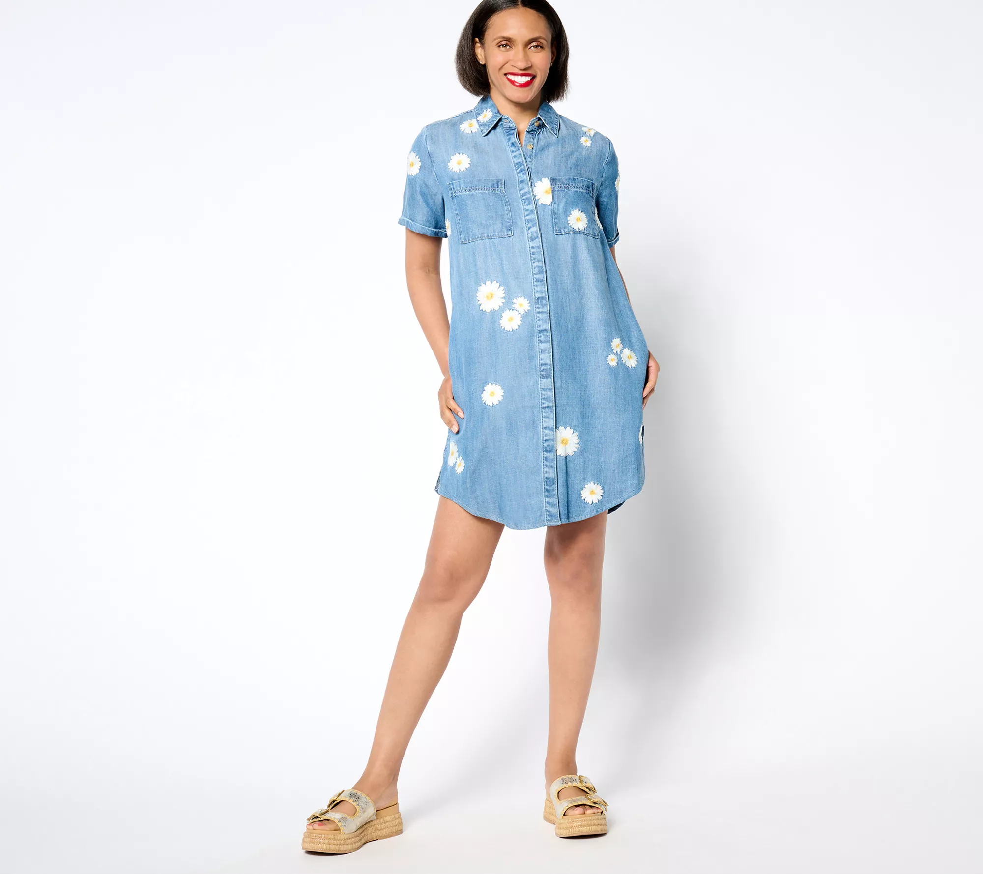 Driftwood Jeans Embroidered Short Sleeve Mabel Dress -Daisy Daydream