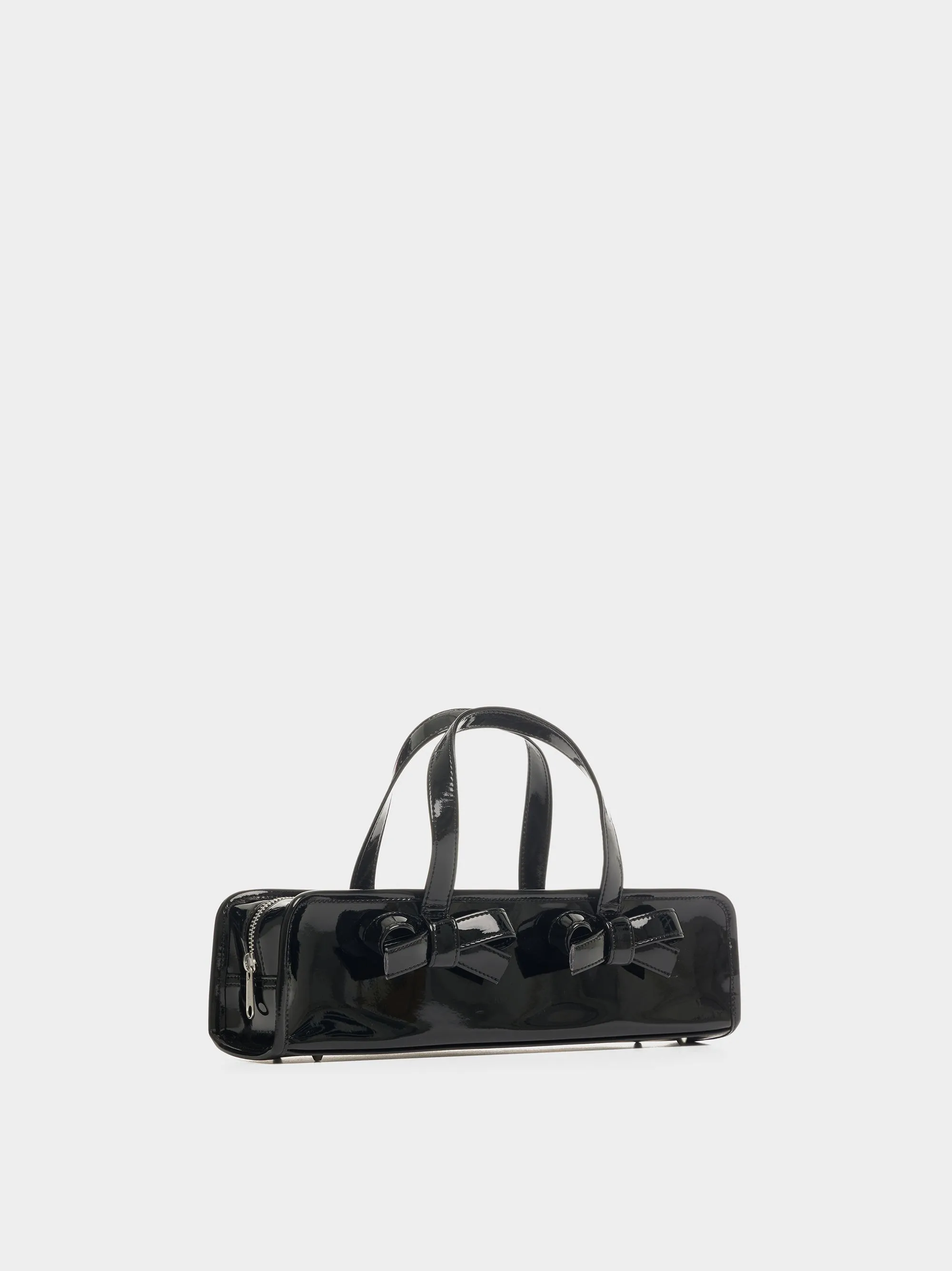 Elongated Leather Tote Bag, Black