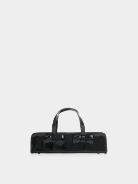 Elongated Leather Tote Bag, Black