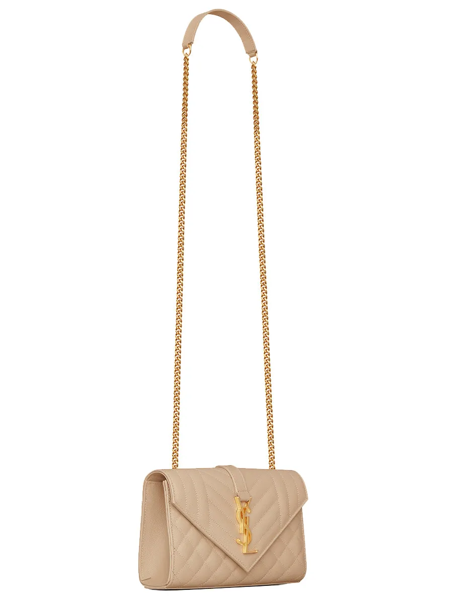 Envelope Small Bag in Mix Matelasse Embossed Leather in Dark Beige