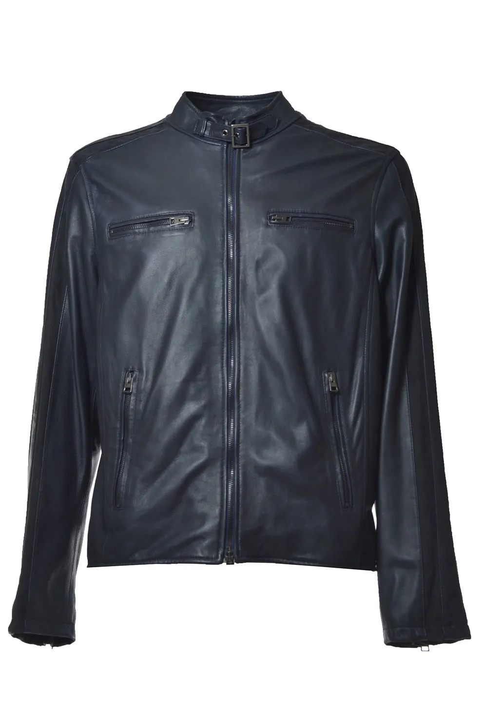 Etro Buckle Detailed Zip-Up Leather Jacket