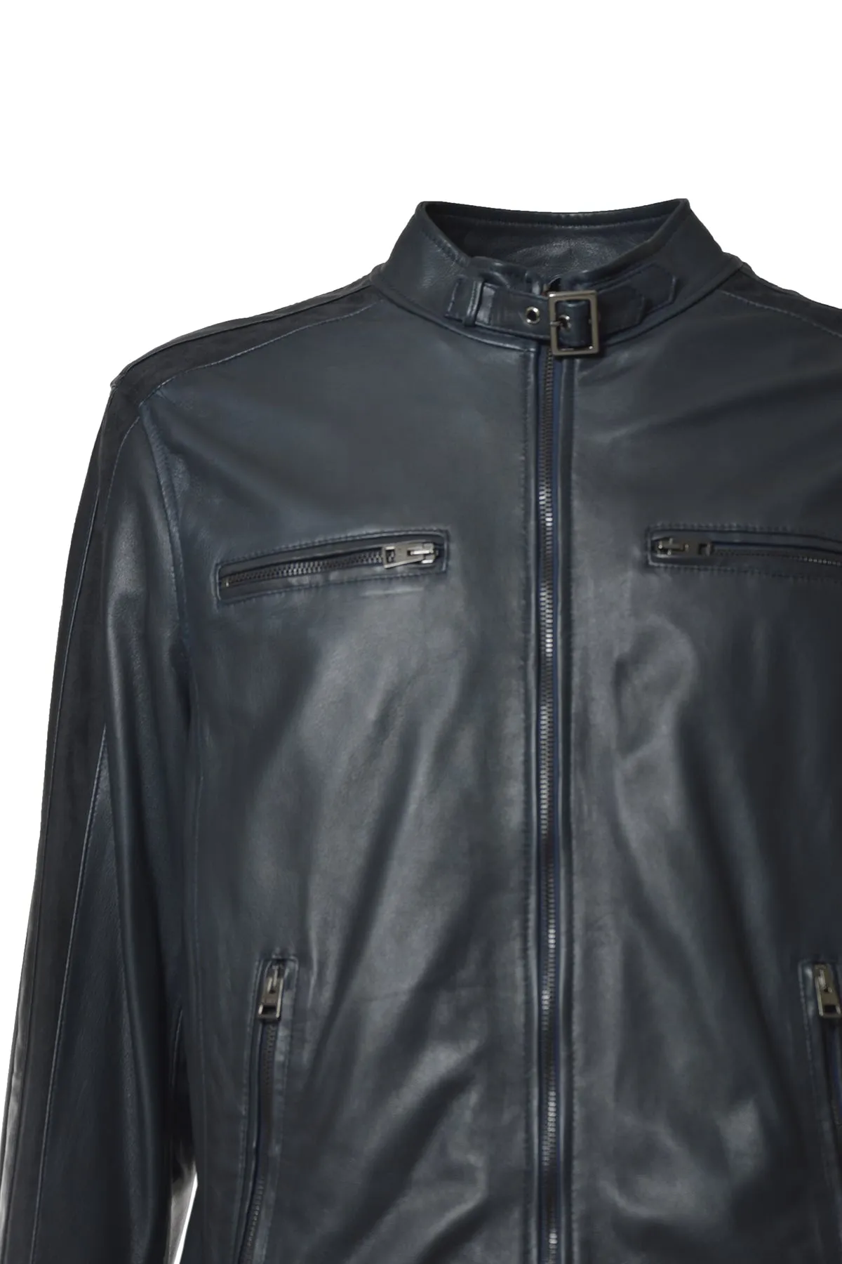 Etro Buckle Detailed Zip-Up Leather Jacket