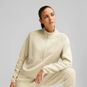 Evostripe Women's Half-Zip Crew Neck Sweatshirt | Granola | PUMA Sustainable Fashion | PUMA 