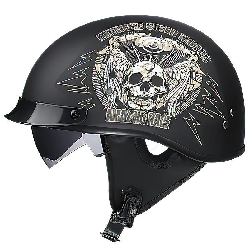 Extreme Vintage Half Face Biker Helmet / DOT Certification Head Protection Helmet in Rock Style