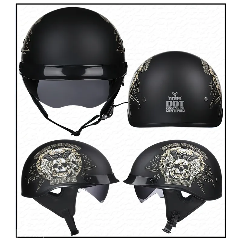 Extreme Vintage Half Face Biker Helmet / DOT Certification Head Protection Helmet in Rock Style