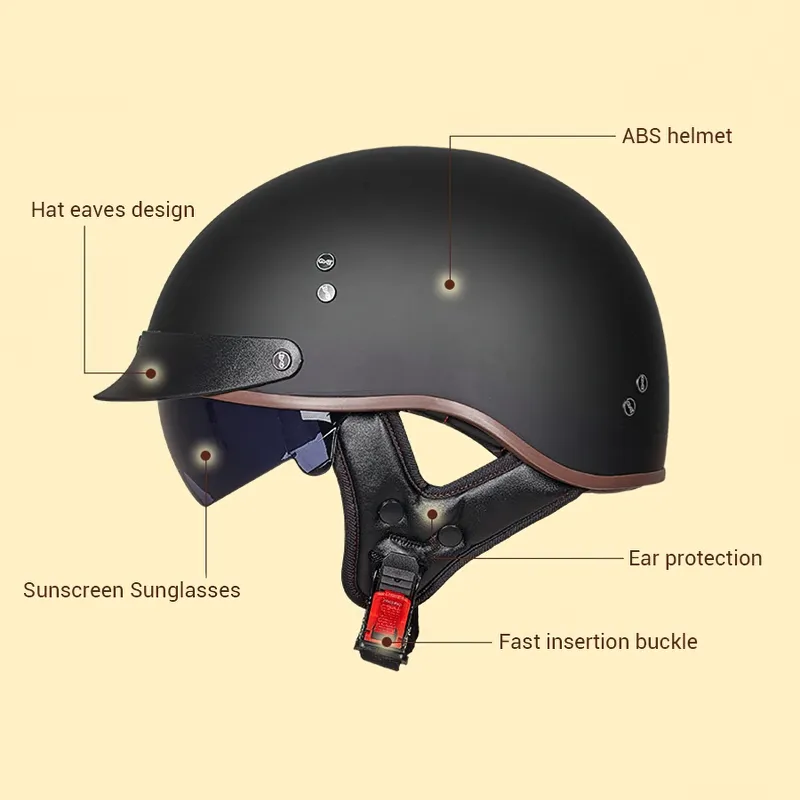 Extreme Vintage Half Face Biker Helmet / DOT Certification Head Protection Helmet in Rock Style