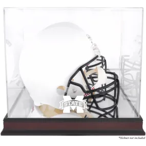 Fanatics Authentic Mississippi State Bulldogs Mahogany Base Team Logo Helmet Display Case with Mirrored Back