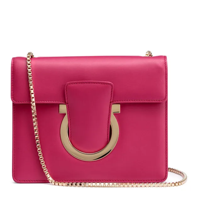 Ferragamo Thalia fuchsia leather Gancini shoulder bag