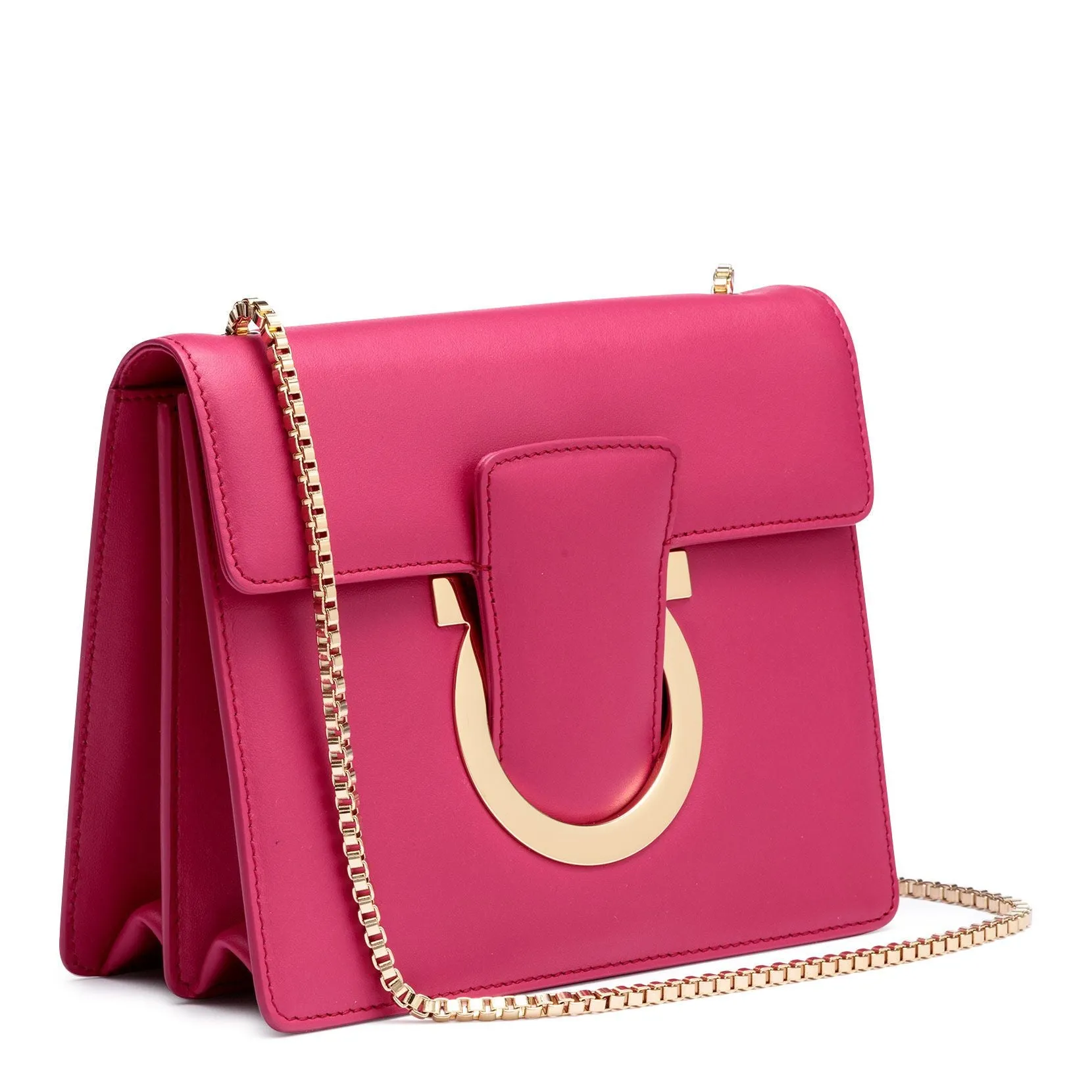 Ferragamo Thalia fuchsia leather Gancini shoulder bag