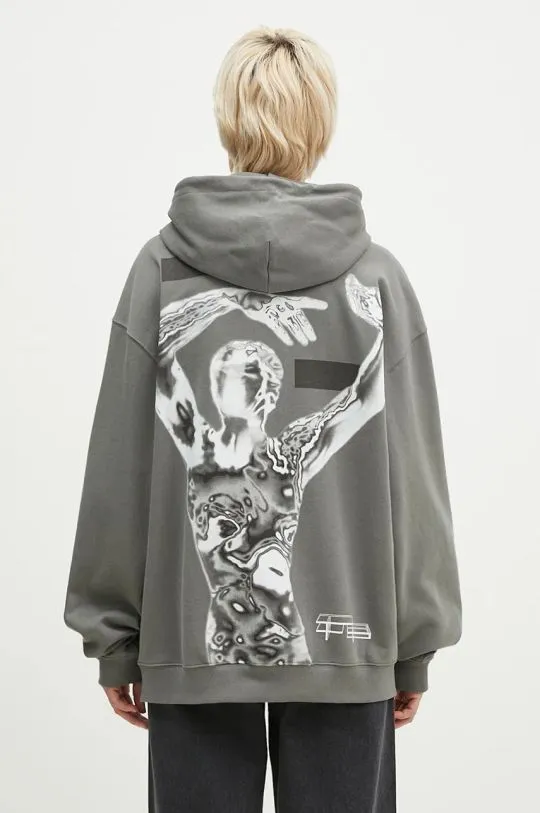 Filling Pieces cotton sweatshirt Chrome gray color hooded with a print 95213746002