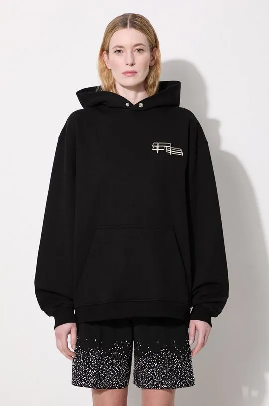 Filling Pieces cotton sweatshirt Handshake Elements black color hooded with a print 80614111861