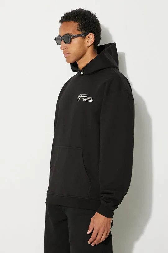 Filling Pieces cotton sweatshirt Handshake Elements black color hooded with a print 80614111861