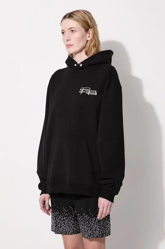 Filling Pieces cotton sweatshirt Handshake Elements black color hooded with a print 80614111861