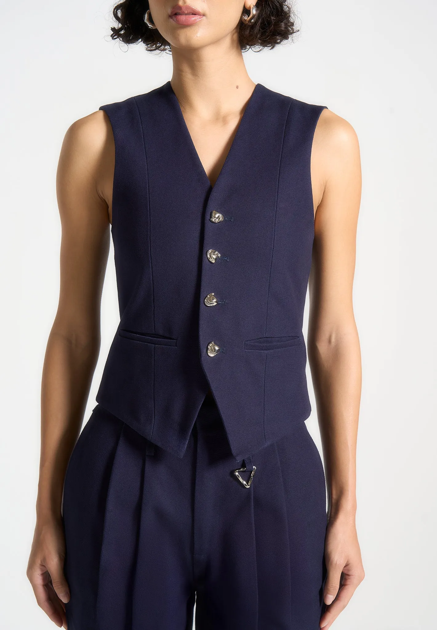 Gabardine Cinch Waistcoat - Indigo