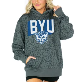 Gameday Couture  BYU Cougars Women's Black Running Wild Leopard Print Pullover Hoodie