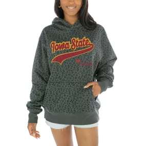 Gameday Couture  Iowa State Cyclones Women's Black Fierce Force Leopard Print Pullover Hoodie