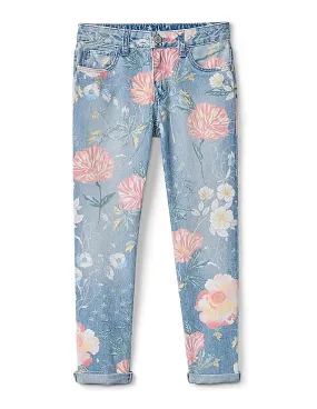 GAP Girls Blue Girlfriend Jeans In Floral Print