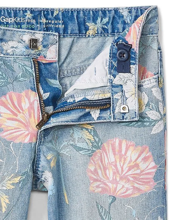 GAP Girls Blue Girlfriend Jeans In Floral Print