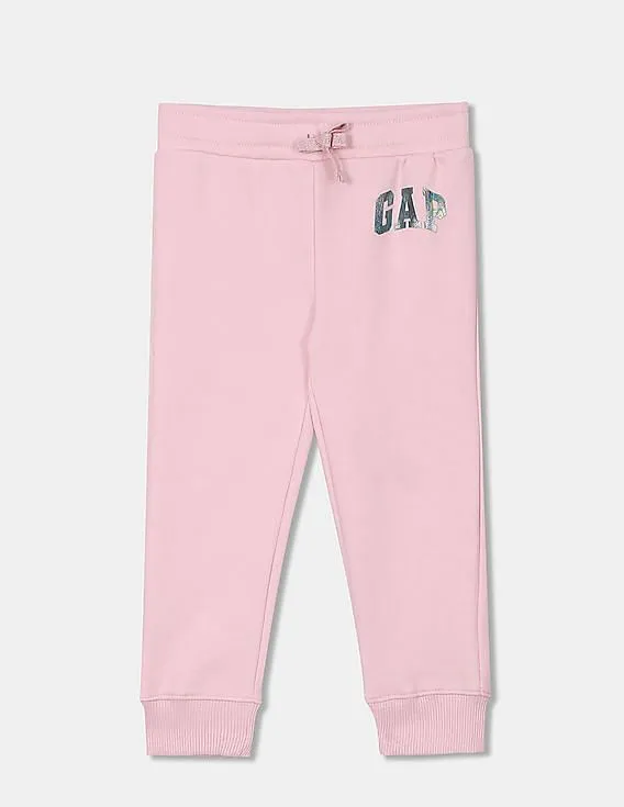 GAP Girls Light Pink Elasticized Waist Solid Knit Joggers