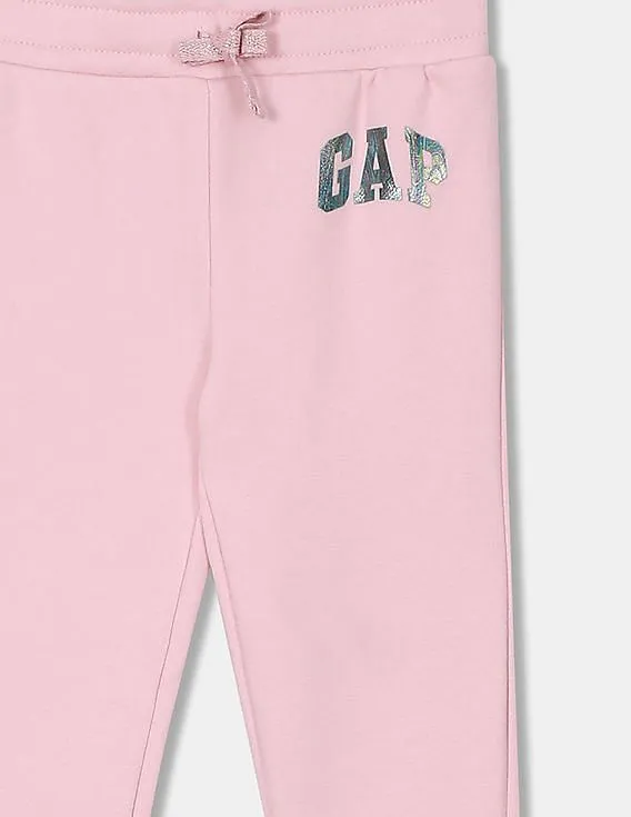 GAP Girls Light Pink Elasticized Waist Solid Knit Joggers