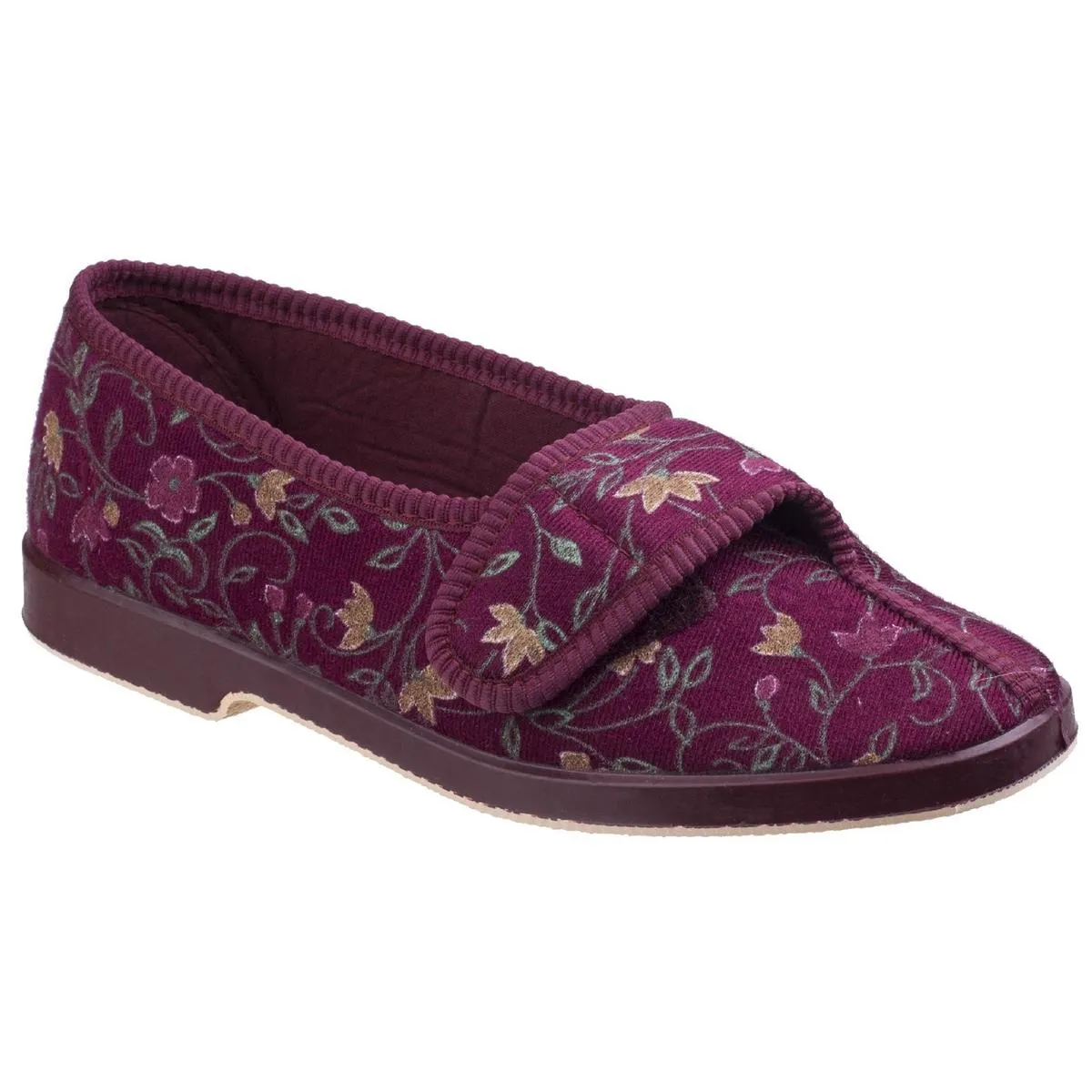 GBS Wilma Ladies Wide Fit Slipper Wine