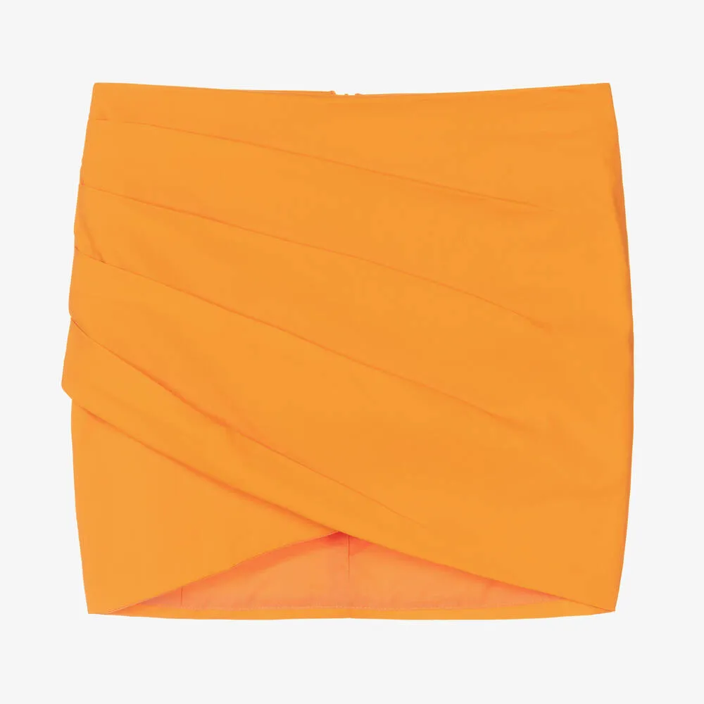 Girls Orange Ruched Skirt