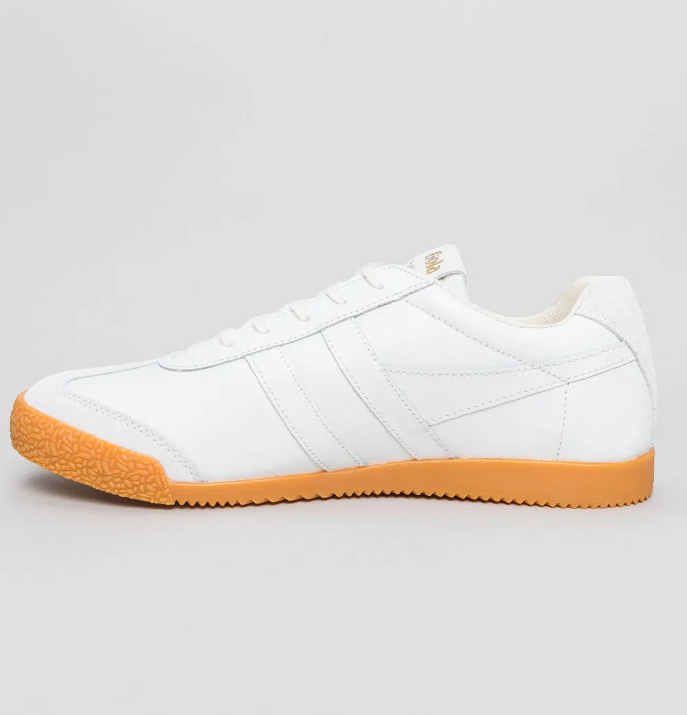 Gola Harrier Leather Trainers White/White/Gum