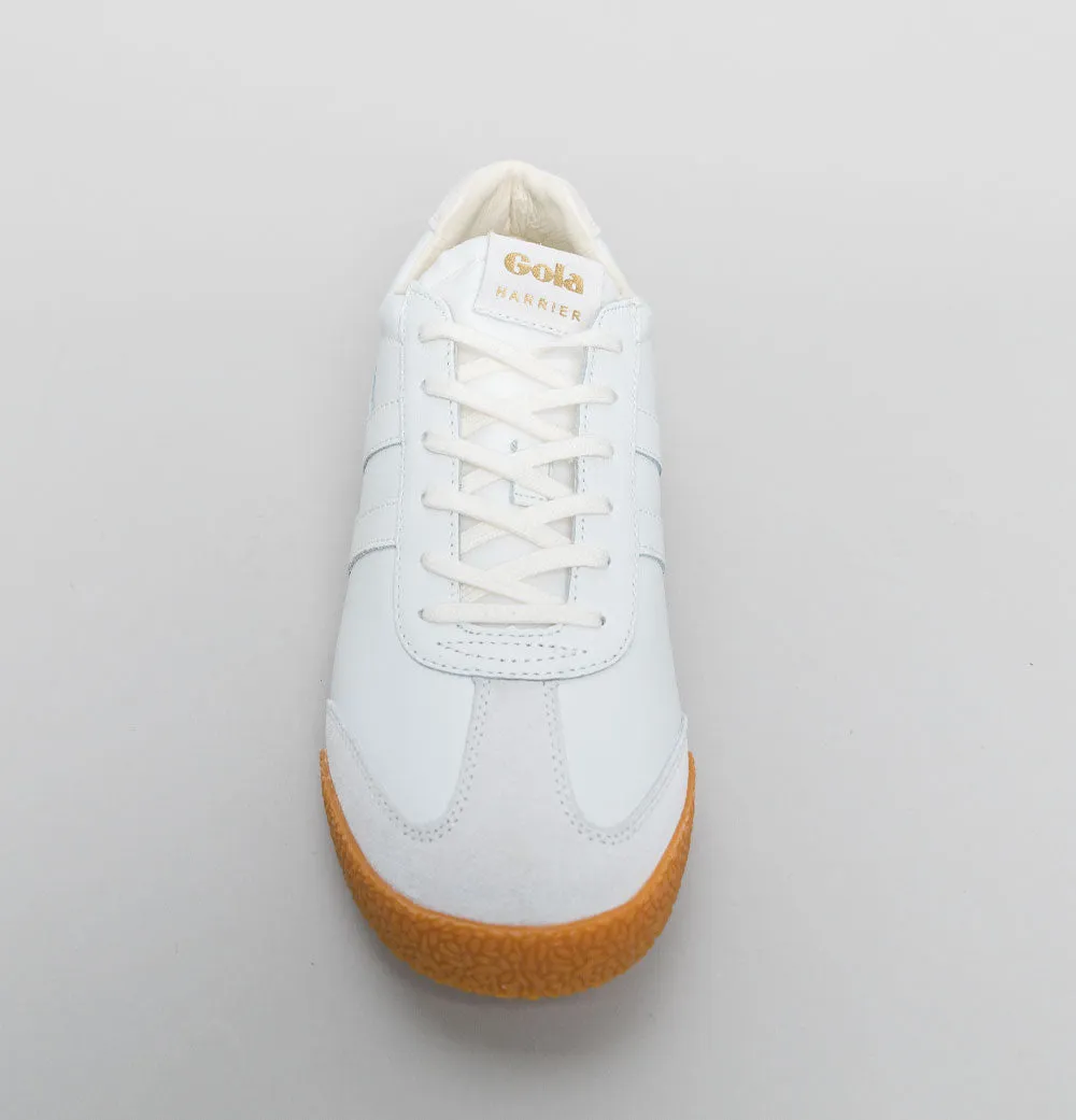 Gola Harrier Leather Trainers White/White/Gum