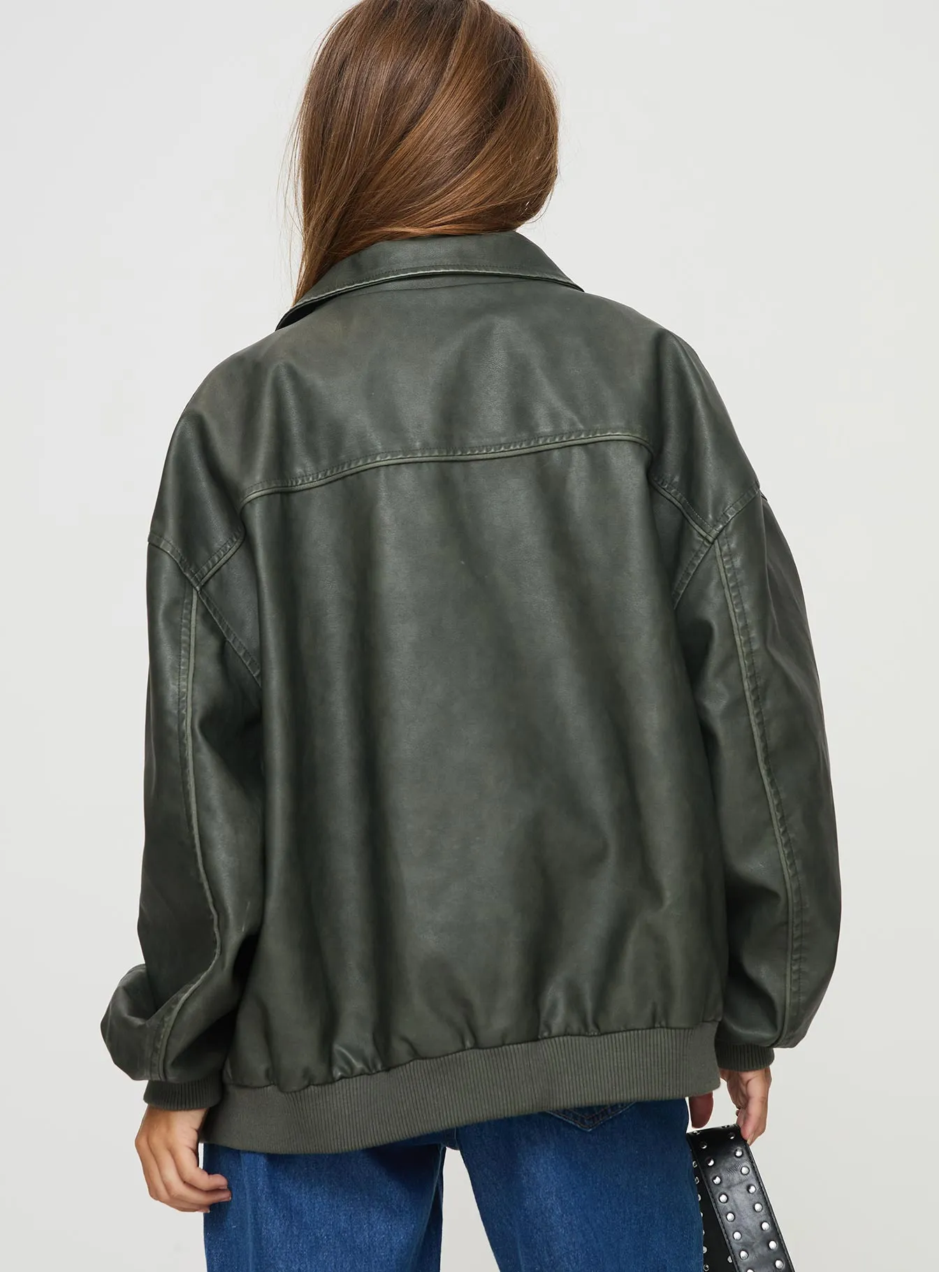 Goldsmith Faux Leather Jacket Washed Forest