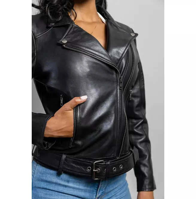 Gothic Lambskin Leather Black Women's Jacket: Style for Women